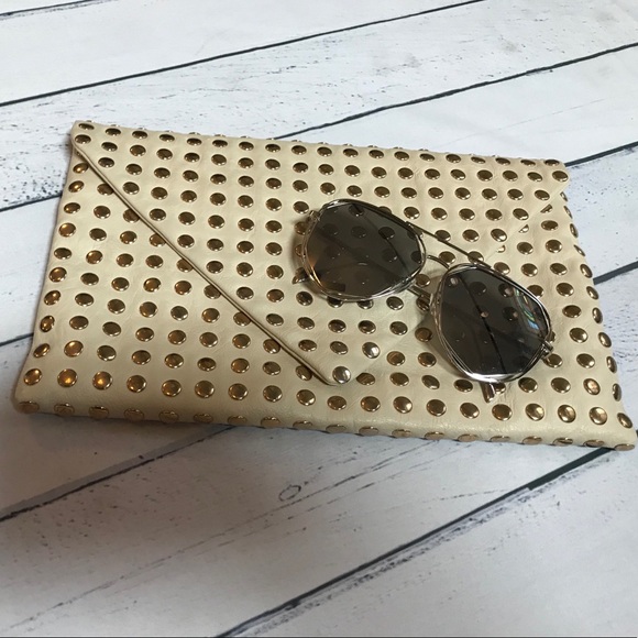 Handbags - ❗️FINAL PRICE ❗️Brass Studded Faux Leather Clutch